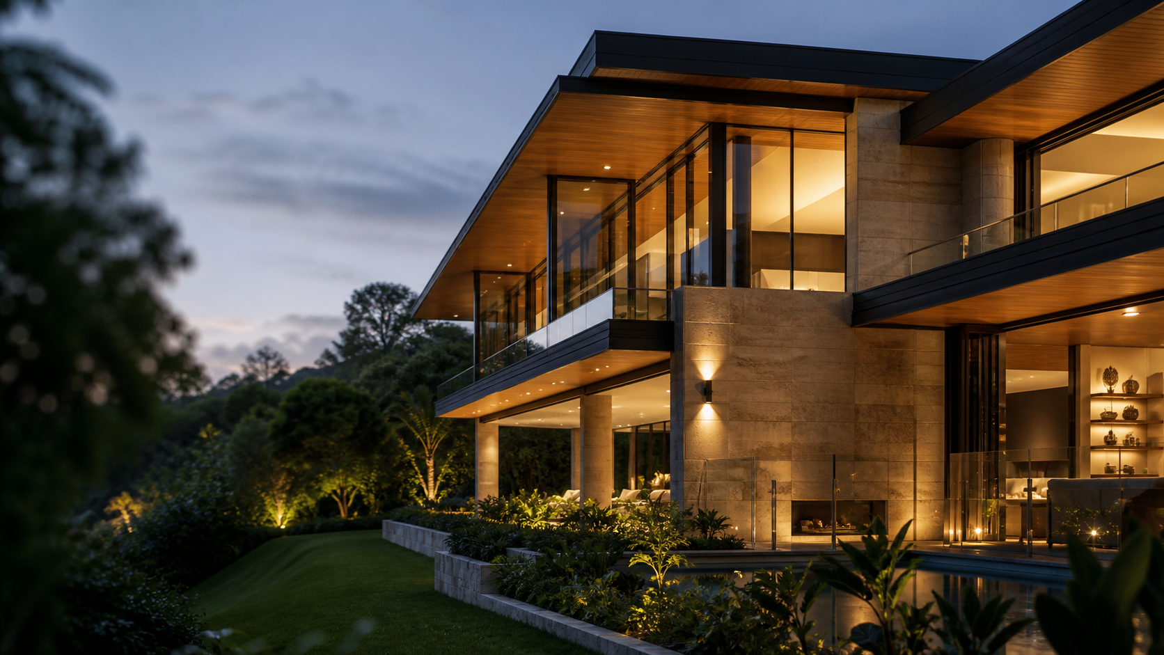 Contemporary Brisbane home at dusk
